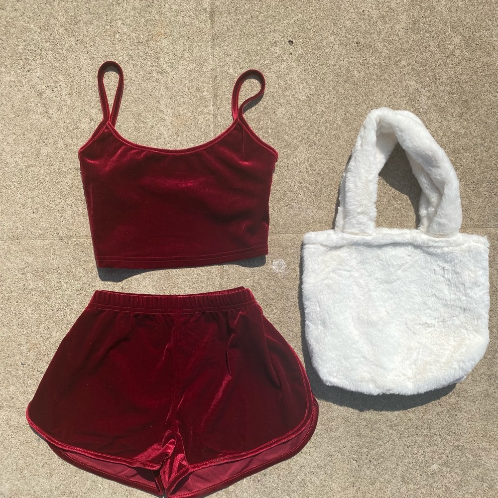 Burgundy short set